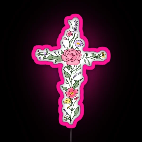 Flower Cross Mixed RGB Neon Sign
