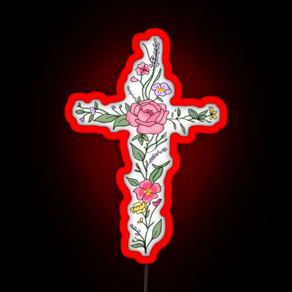Flower Cross Mixed RGB Neon Sign