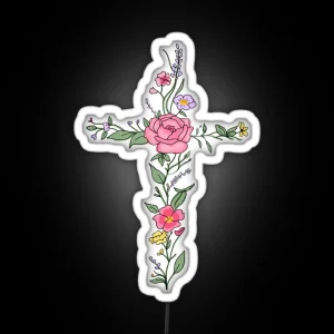 Flower Cross Mixed RGB Neon Sign