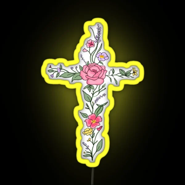 Flower Cross Mixed RGB Neon Sign