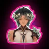 Customizable RGB LED flower crown display light show signage installation.