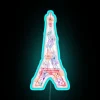 Elegant Parisian landmark replica in vibrant RGB neon light accents