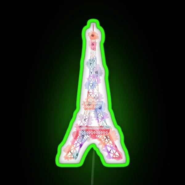 Flower Eiffel Tower Paris RGB Neon Sign