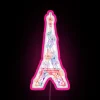 Romantic Eiffel Tower Neon Sign, A Parisian Flowering Masterpiece at Night