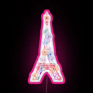 Flower Eiffel Tower Paris RGB Neon Sign