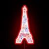 Radiant Parisian nostalgia in every corner with colorful neon glow.