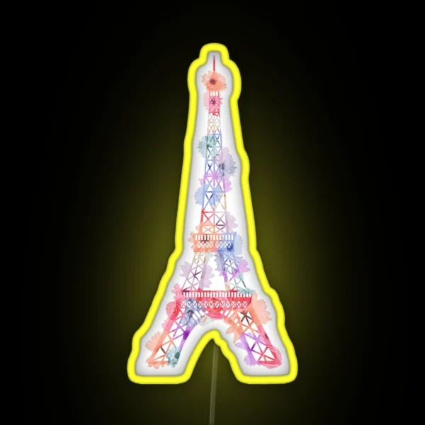 Flower Eiffel Tower Paris RGB Neon Sign