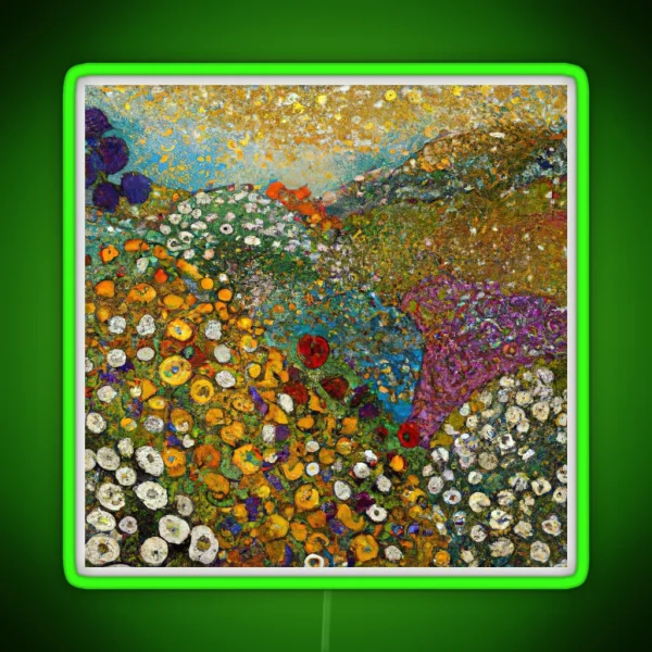 Flower Garden Gustav Klimt RGB Neon Sign