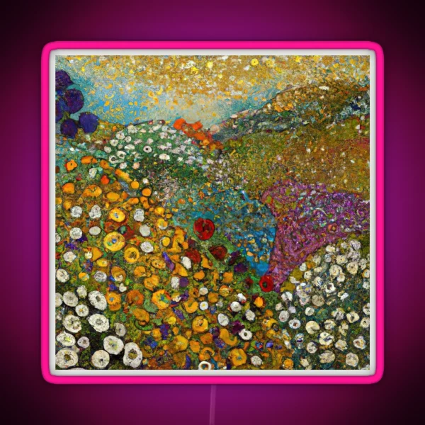 Flower Garden Gustav Klimt RGB Neon Sign