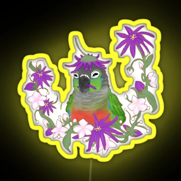 Flower Green Cheek Conure RGB Neon Sign