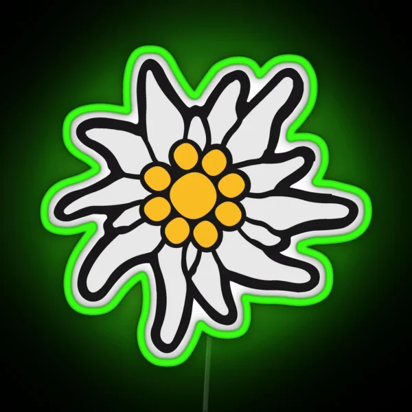 Flower Nature Flowers Edelweiss Mountains Alps Bavaria Oktoberfest Fun Beer Drinking Symbol Germany Germany RGB Neon Sign