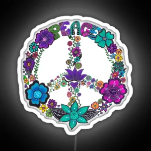 Flower Peace Sign RGB Neon Sign