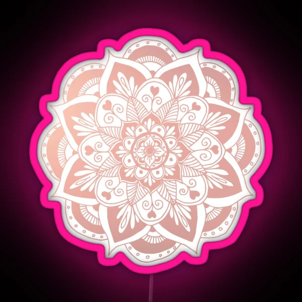 Flower Rose Gold Mandala RGB Neon Sign