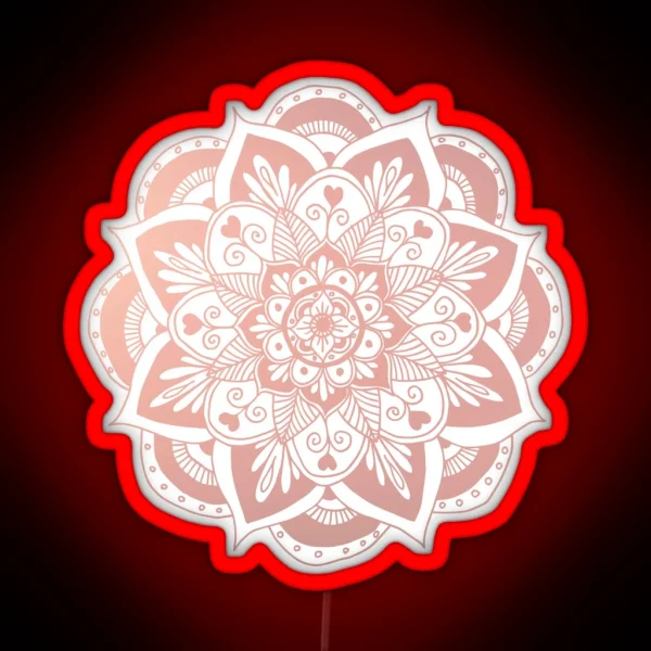 Flower Rose Gold Mandala RGB Neon Sign