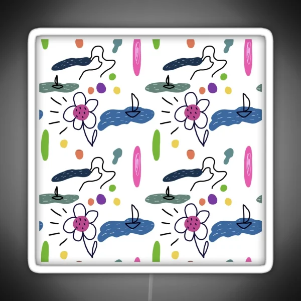 Flower Sea Scribble Cute Abstract Seamless Pattern RGB Neon Sign