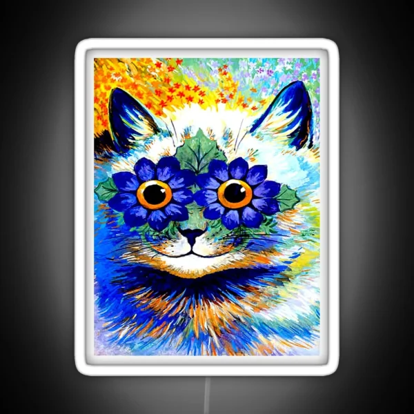 FLOWERED CAT Vintage Psychedelic Abstract Louis Wain RGB Neon Sign