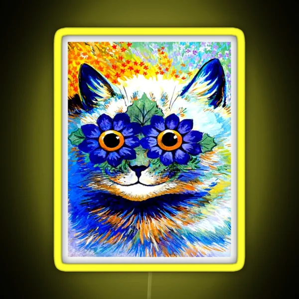 FLOWERED CAT Vintage Psychedelic Abstract Louis Wain RGB Neon Sign