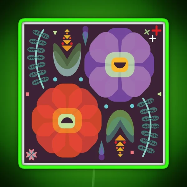 Flowerfully Folk RGB Neon Sign