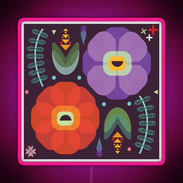 Flowerfully Folk RGB Neon Sign