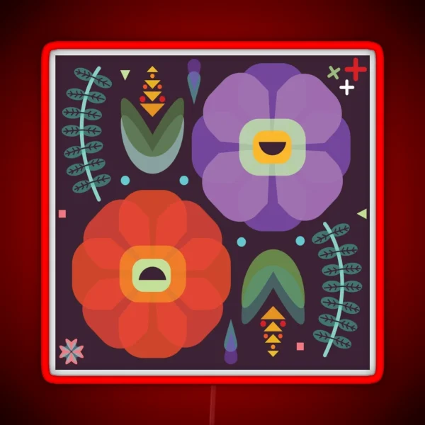 Flowerfully Folk RGB Neon Sign