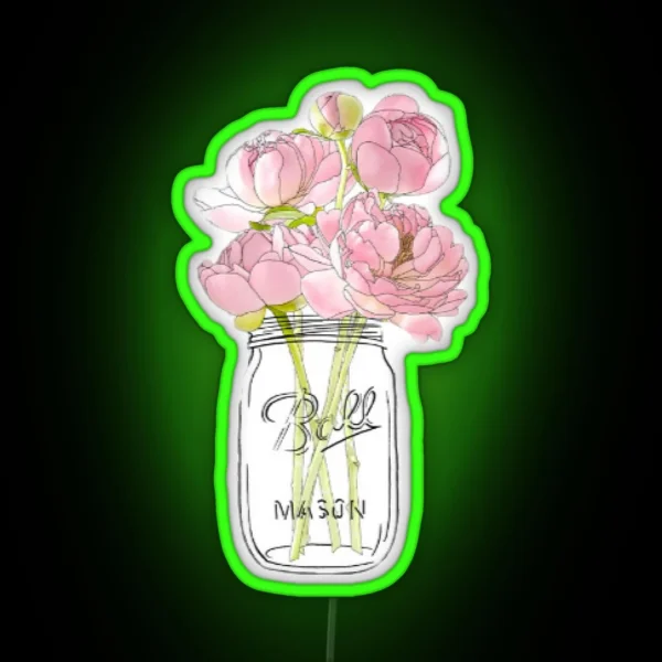 Flowers In Mason Jar RGB Neon Sign