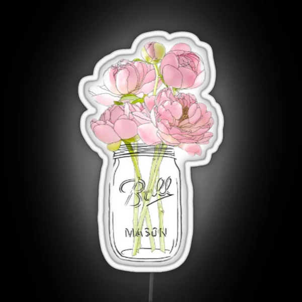 Flowers In Mason Jar RGB Neon Sign