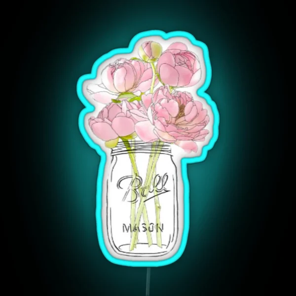 Flowers In Mason Jar RGB Neon Sign
