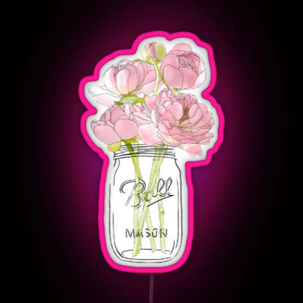 Flowers In Mason Jar RGB Neon Sign