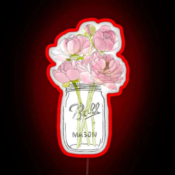 Flowers In Mason Jar RGB Neon Sign