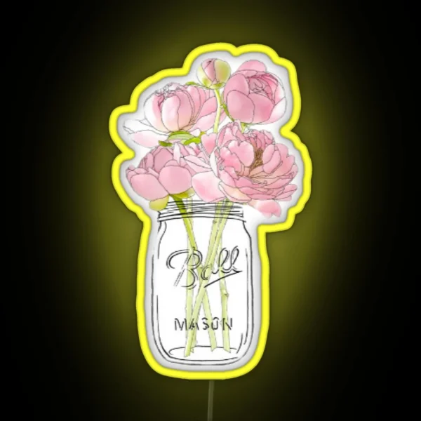 Flowers In Mason Jar RGB Neon Sign