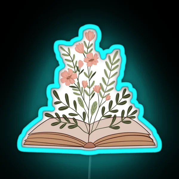 Flowery Open Book RGB Neon Sign