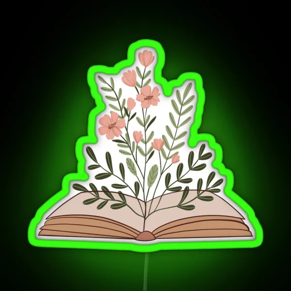 Flowery Open Book RGB Neon Sign