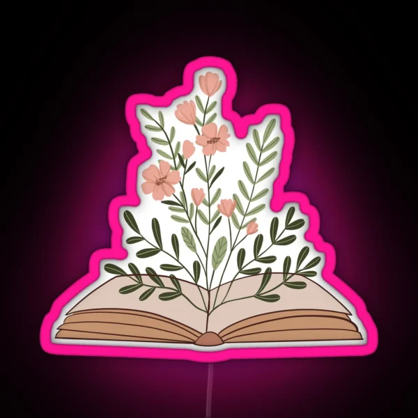 Flowery Open Book RGB Neon Sign
