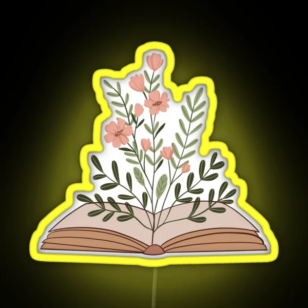 Flowery Open Book RGB Neon Sign