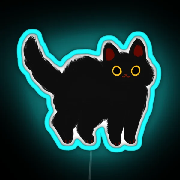 Fluffy Black Cat RGB Neon Sign