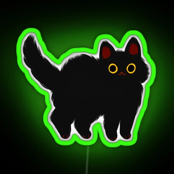 Fluffy Black Cat RGB Neon Sign