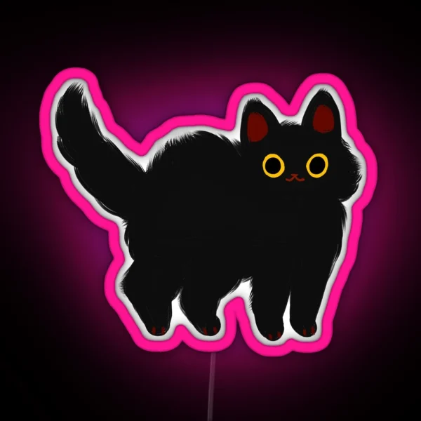 Fluffy Black Cat RGB Neon Sign