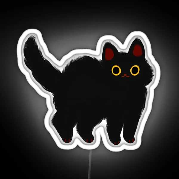 Fluffy Black Cat RGB Neon Sign