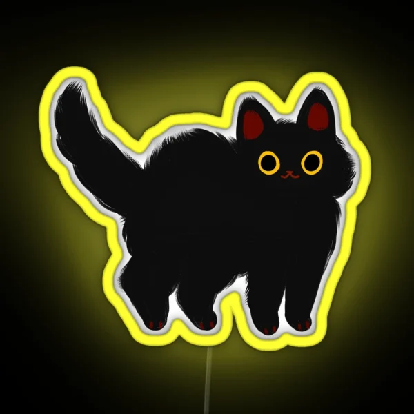 Fluffy Black Cat RGB Neon Sign