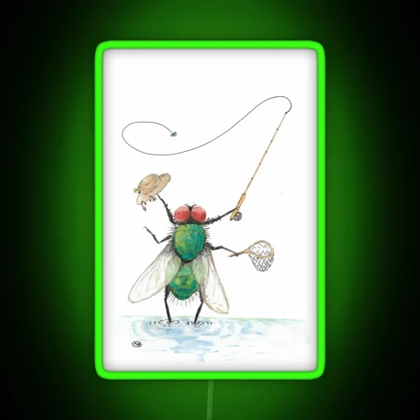 Fly Fishing Fisherman RGB Neon Sign