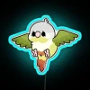 Vibrant flying parrot inspired neon art decoration for conure lovers.