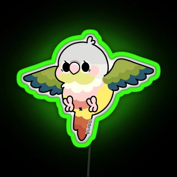 Flying Conure Pineapple Green Cheek RGB Neon Sign