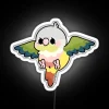 Vibrant Tropical Parrot Neon Sign with Rainbow Colors and Pineapple Accent.