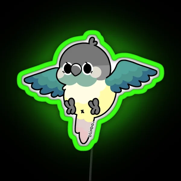 Flying Conure Turquoise Yellow Sided Green Cheek RGB Neon Sign