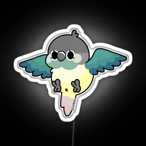 Flying Conure Turquoise Yellow Sided Green Cheek RGB Neon Sign
