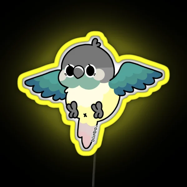 Flying Conure Turquoise Yellow Sided Green Cheek RGB Neon Sign
