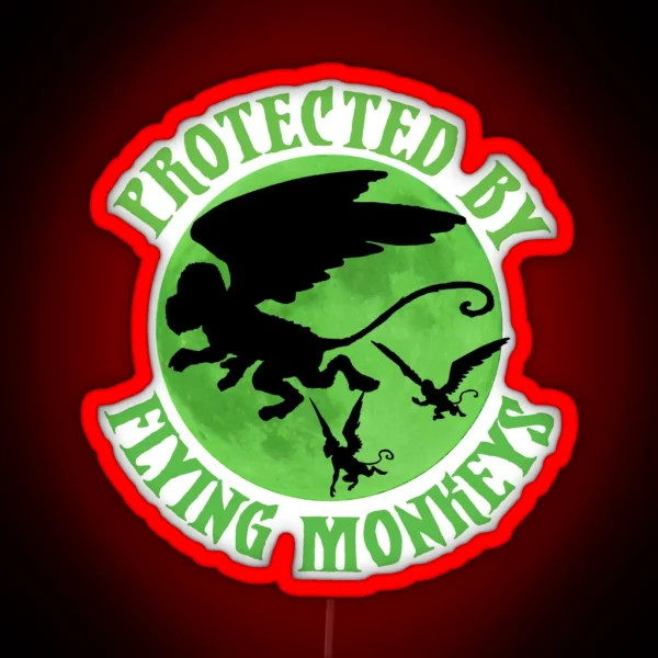 Flying Monkey Witch Gift Protected RGB Neon Sign
