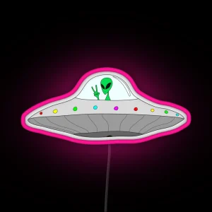 Flying Saucer Peace Alien RGB Neon Sign