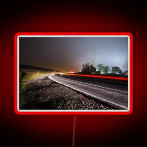 Foggy Night On Ilkley Moor Light Trails On The Road RGB Neon Sign