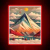 Vintage winter wonderland charm with colorful nostalgic mountain landscape ambiance.